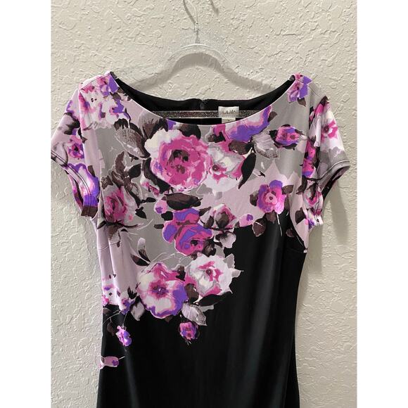 Cache Women's Black Floral Short Sleeve Dress Sz M Dressy, Career, Event, Party - Picture 2 of 8